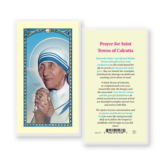LAMINATED HOLY CARD - ST. TERESA OF CALCUTTA