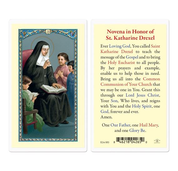 LAMINATED HOLY CARD - ST. KATHARINE DREXEL