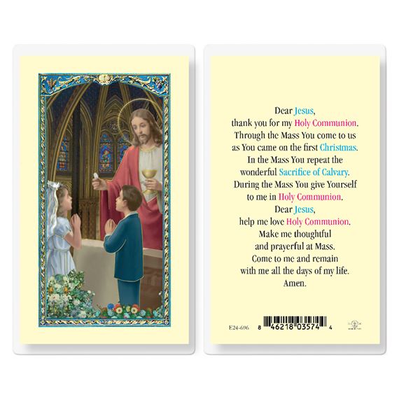 LAMINATED HOLY CARD - FIRST COMMUNION