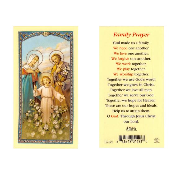 LAMINATED HOLY CARD FAMILY PRAYER