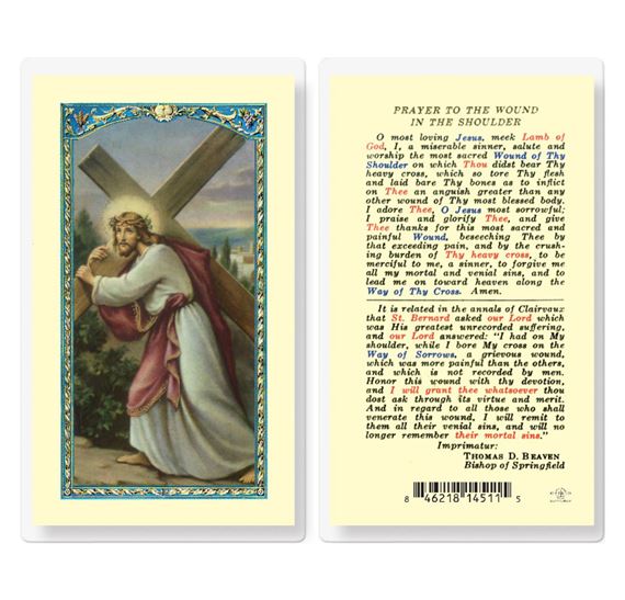 LAMINATED HOLY CARD PRAYER FOR SHOULDER WOUND