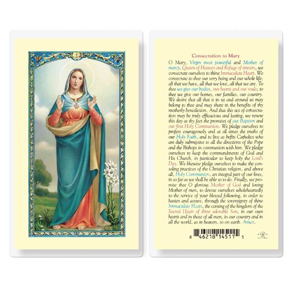 LAMINATED HOLY CARD CONSECRATION TO MARY