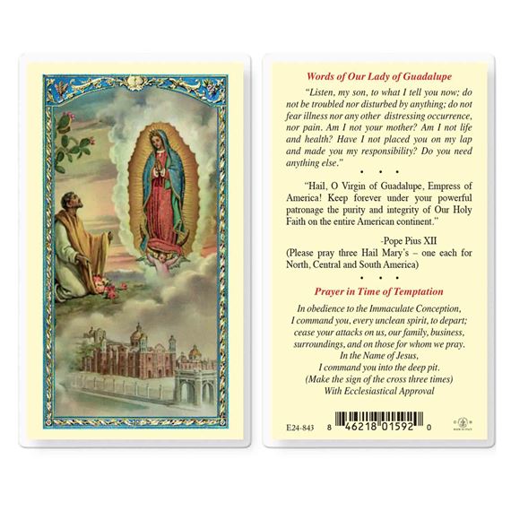 LAMINATED HOLY CARD - O.L. OF GUADALUPE/JUAN DIEGO