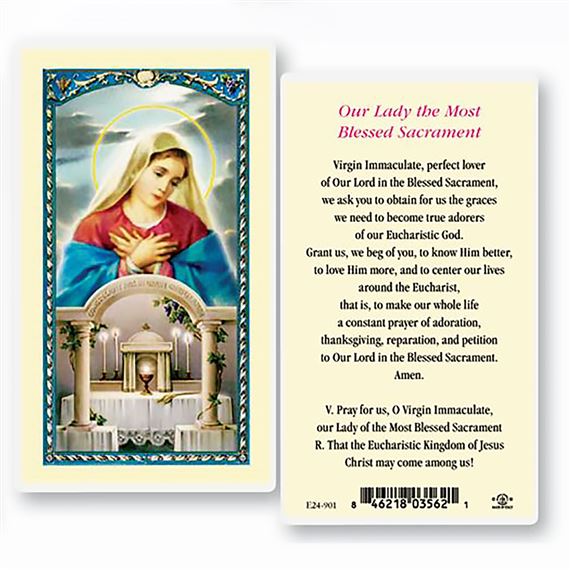 O.L. OF THE BLESSED SACRAMENT LAMINATED HOLY CARDS