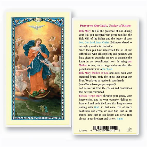 LAMINATED HOLY CARD OUR LADY UNTIER OF KNOTS