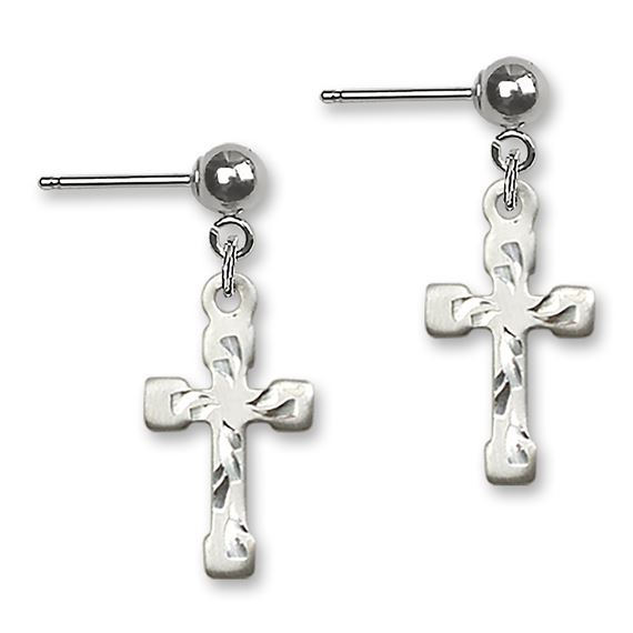Cross Ball Post Earrings
