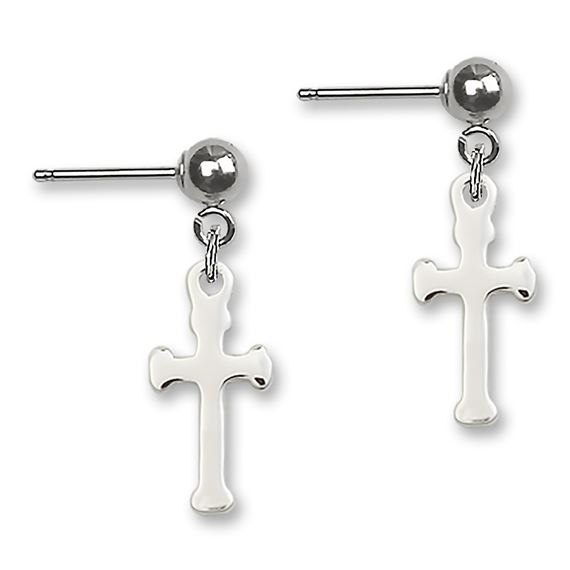 Cross Ball Post Earrings
