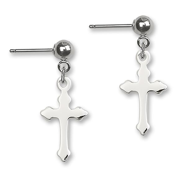 Cross Ball Post Earrings