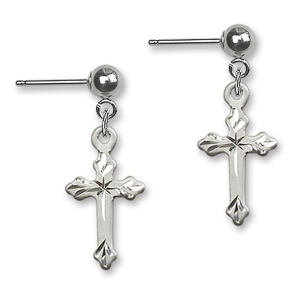 Cross Ball Post Earrings