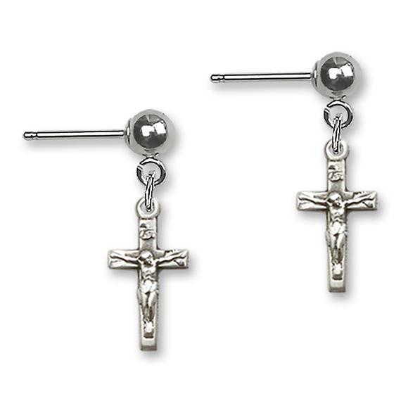 Crucifix Ball Post Earrings