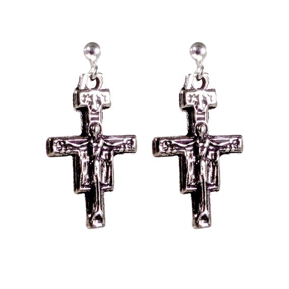 SAN DAMIANO CROSS - STERLING SILVER EARRINGS