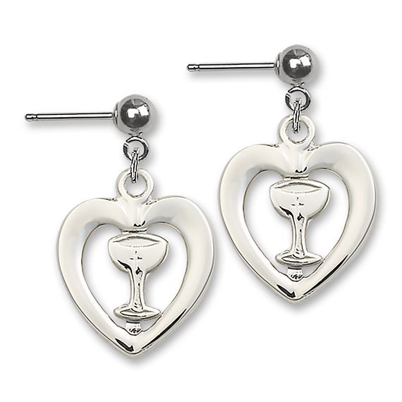 Heart / Chalice Ball Post Earrings