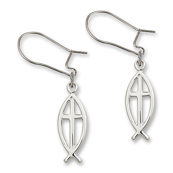 Dangle Fish / Cross Earrings