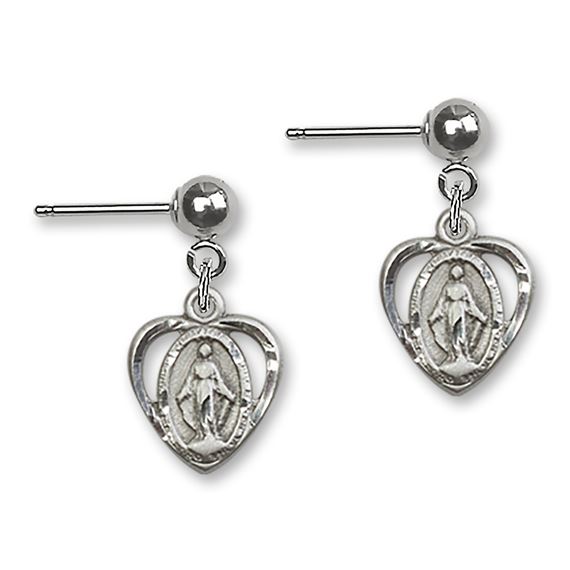 Heart / Miraculous Ball Post Earrings