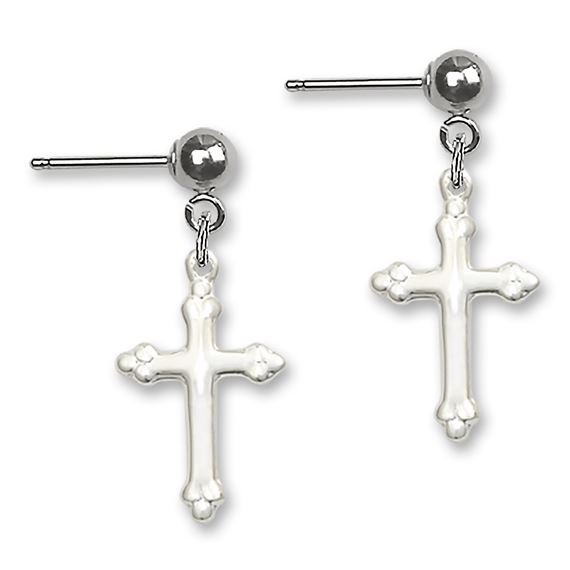Cross Ball Post Earrings