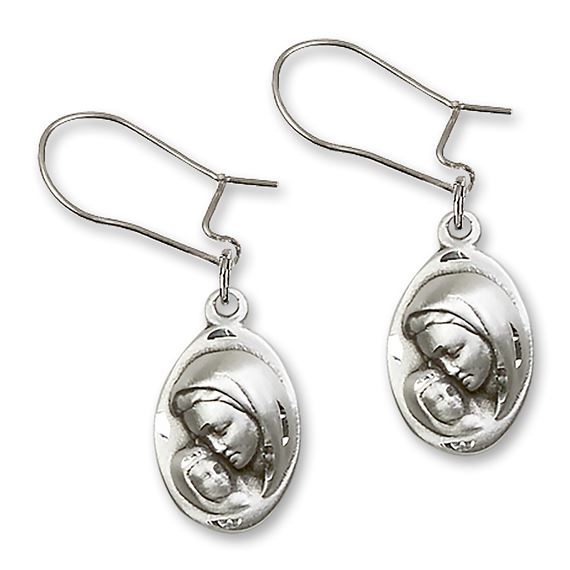 Dangle Madonna & Child Earrings