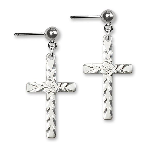 Cross Ball Post Earrings
