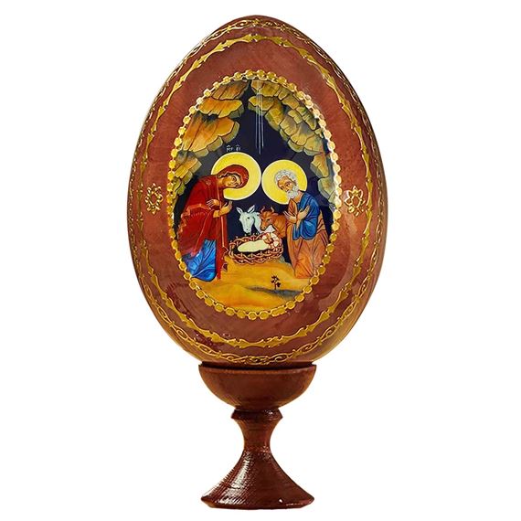 NATIVITY WOODEN ICON EGG