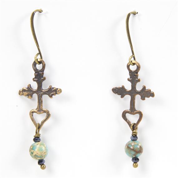 REDEMPTION CROSS WITH MAGNESITE TURQUOISE EARRINGS