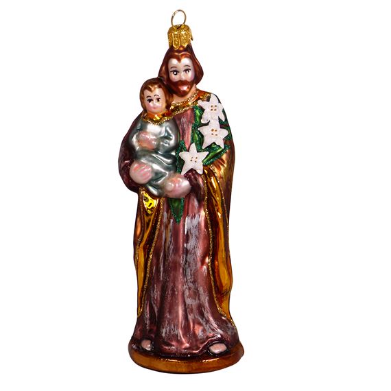 ST. JOSEPH FIGURINE - HAND PAINTED BLOWN GLASS ORNAMENT