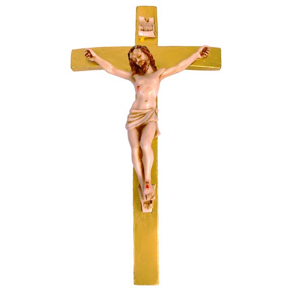 GOLD LEAF ALABASTER CRUCIFIX