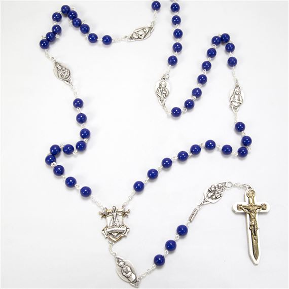 FATIMA ANNIVERSARY WARRIOR'S ROSARY - LAPIS GLASS