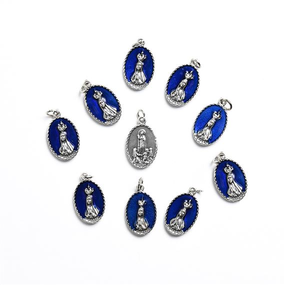 OUR LADY OF FATIMA MEDAL WITH BLUE ENAMEL (PACK OF 10)