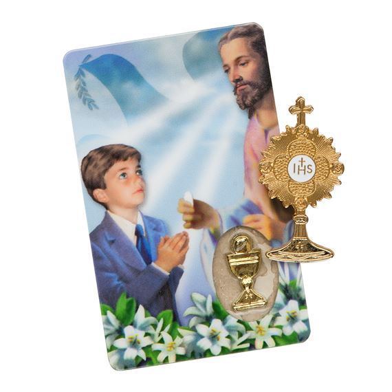 FIRST COMMUNION MONSTRANCE PIN AND CARD-BOY