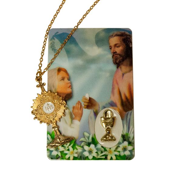 FIRST COMMUNION MONSTRANCE PENDANT AND CARD-GIRL