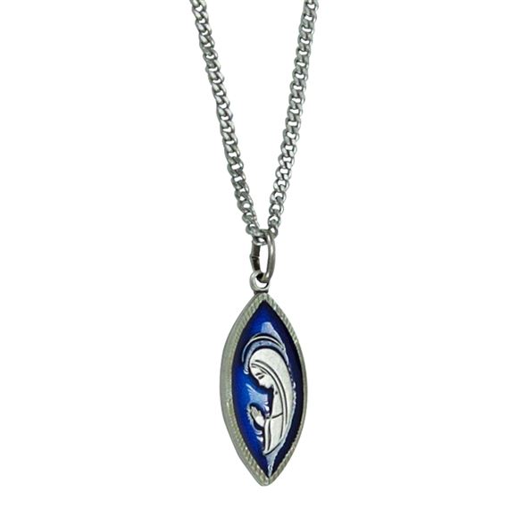 PRAYING MADONNA MEDAL WITH BLUE ENAMEL