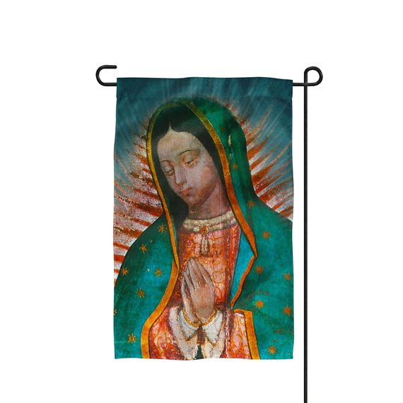 DETAIL OF OUR LADY OF GUADALUPE GARDEN FLAG