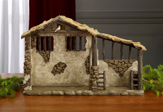 LIGHTED NATIVITY STABLE FOR 10" REAL LIFE NATIVITY