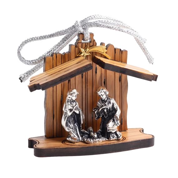 ITALIAN OLIVE WOOD NATIVITY ORNAMENT