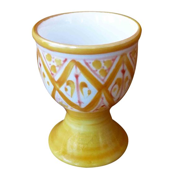 HANDPAINTED PORCELAIN EGG CUP (BY MONASTERY OF BETHLEHEM)   - GOLDENROD