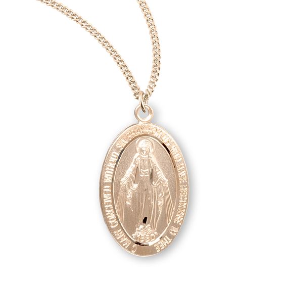 1-inch Gold over Sterling Miraculous Medal with 20&quot; Chain