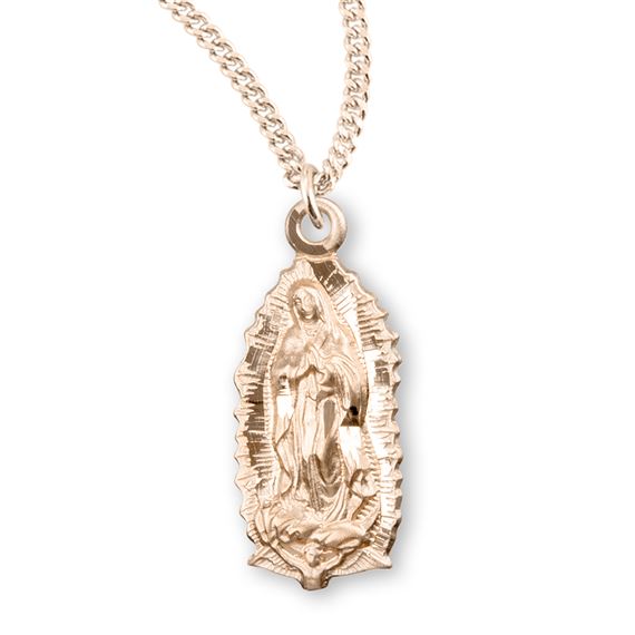Small O.L. of Guadalupe Gold over Sterling Medal with 18&quot; Chain