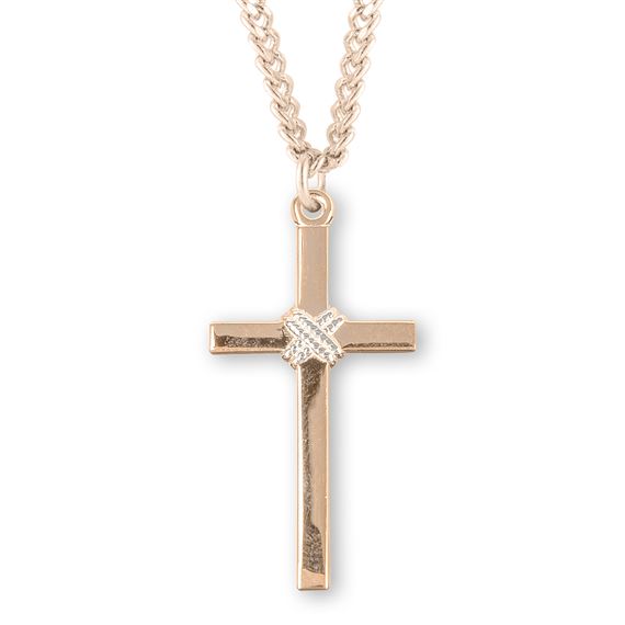 Two-Tone Gold Over Sterling Silver Cross with 24&quot; Chain
