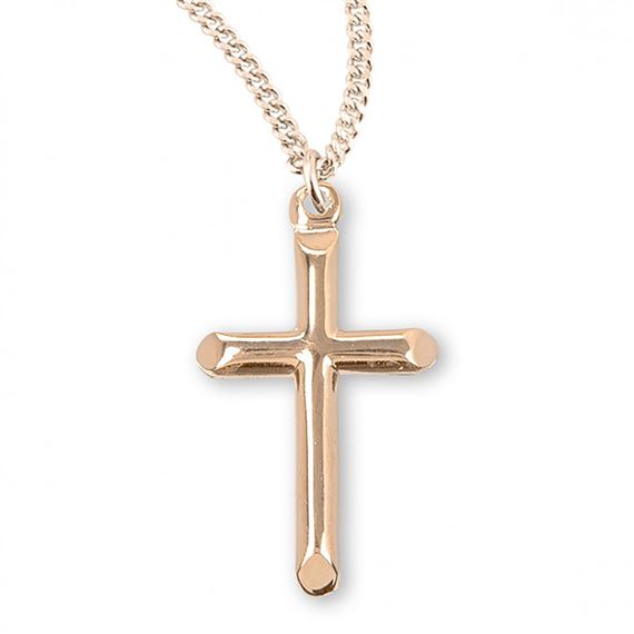 Gold Over Sterling Small Cross with 18&quot; Chain