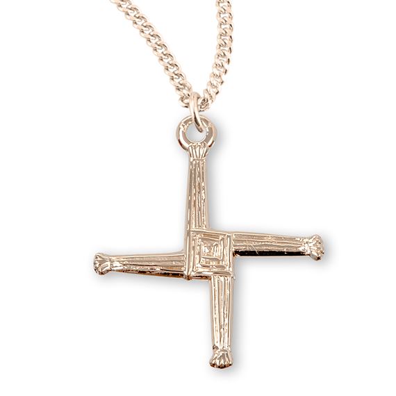 Gold Over Sterling St. Brigid Cross with 18&quot; Chain