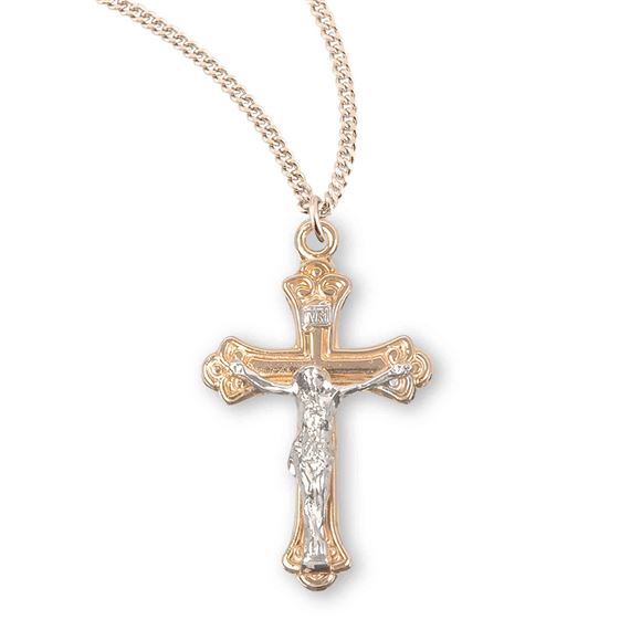 Sterling Two-Toned Tapered Crucifix