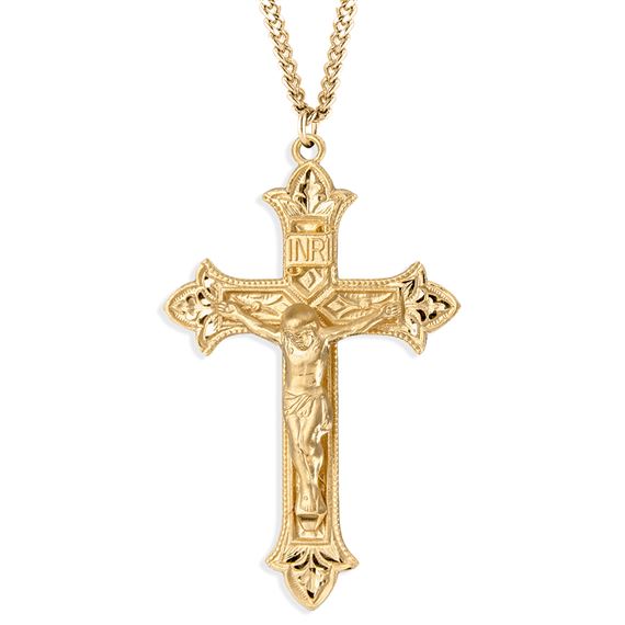 Gold Over Sterling Fleur De Lis Cross