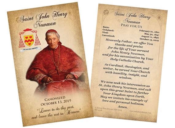ST. JOHN HENRY NEWMAN - CANONIZATION HOLY CARD