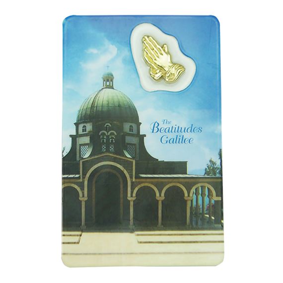 THE BEATITUDES HOLY CARD WITH MEDAL