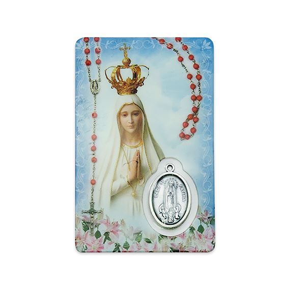 MYSTERIES OF THE ROSARY HOLY CARD WITH MEDAL