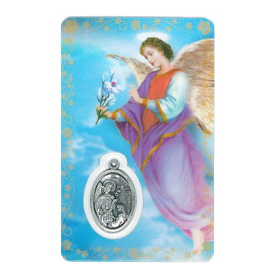 ST. GABRIEL ARCHANGEL HOLY CARD WITH MEDAL