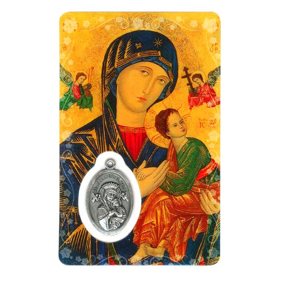 OUR LADY OF PERPETUAL HELP HOLY CARD WITH MEDAL
