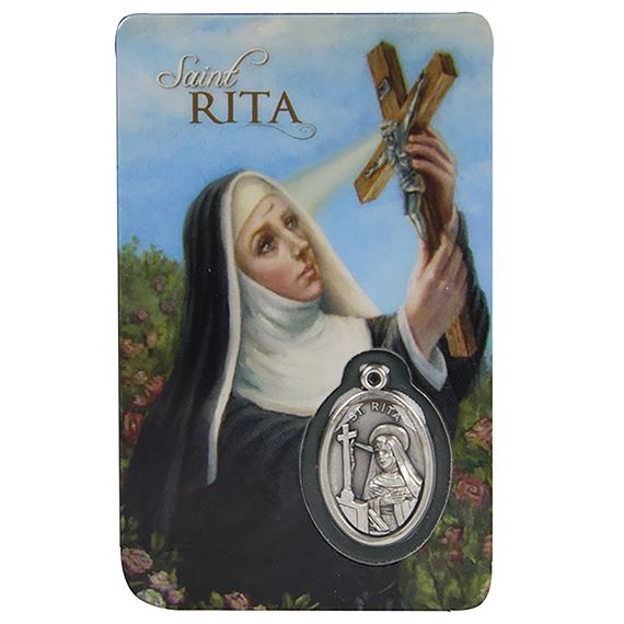 ST. RITA HOLY CARD WITH MEDAL