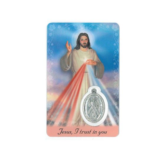 DIVINE MERCY HOLY CARD WITH MEDAL
