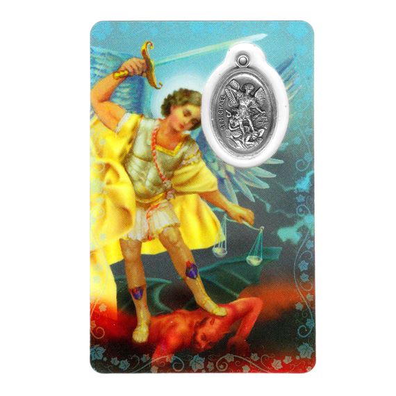 ST. MICHAEL HOLY CARD WITH MEDAL