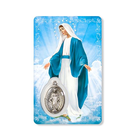 OUR LADY OF GRACE HOLY CARD WITH MEDAL